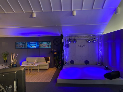 Grand studio blått rum
