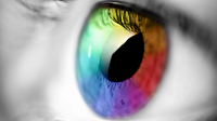 Närbild öga med färger